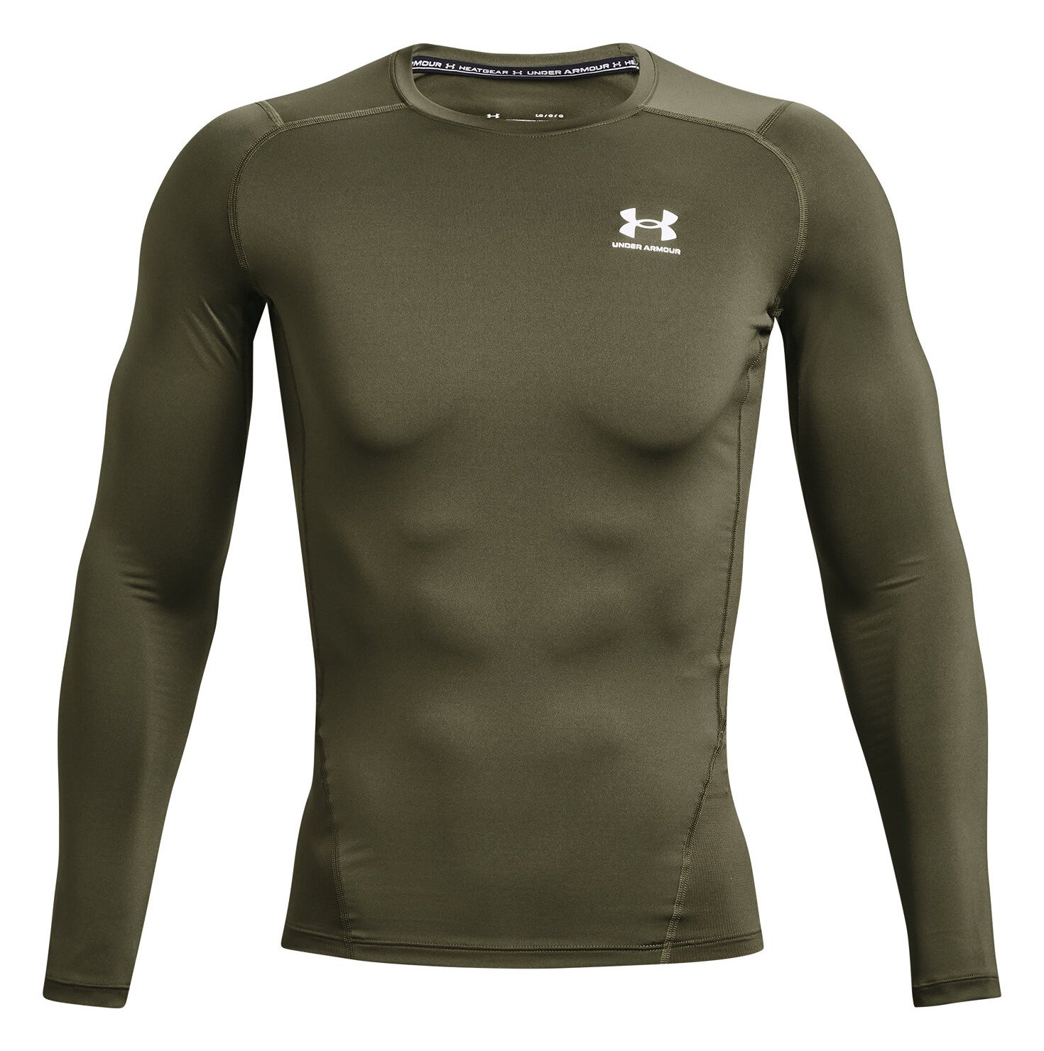 Under Armour HeatGear maglia a compressione a maniche lunghe da uomo, marine OD green/bianco