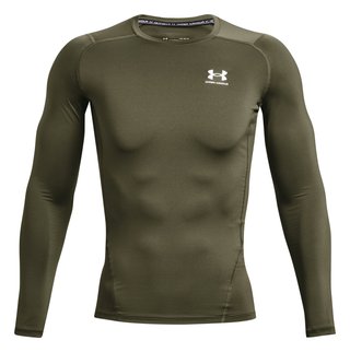 Under Armour HeatGear maglia a compressione a maniche lunghe da uomo, marine OD green/bianco