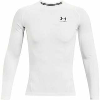 Under Armour HeatGear maglia a compressione a maniche lunghe da uomo, bianco/nero