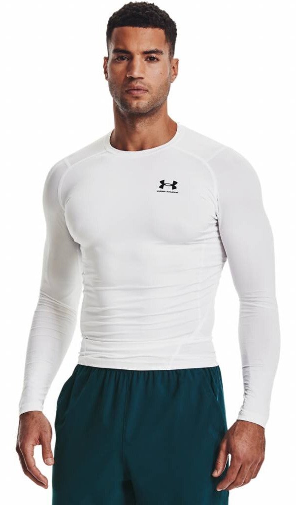 Under Armour HeatGear maglia a compressione a maniche lunghe da uomo, bianco/nero