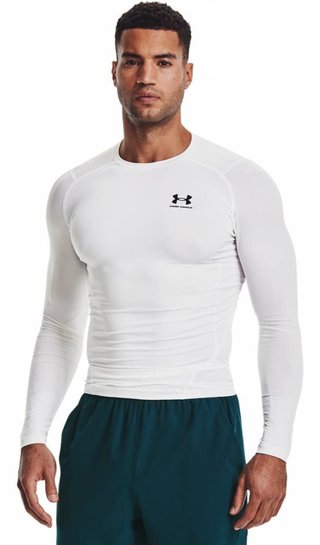 Under Armour HeatGear maglia a compressione a maniche lunghe da uomo, bianco/nero