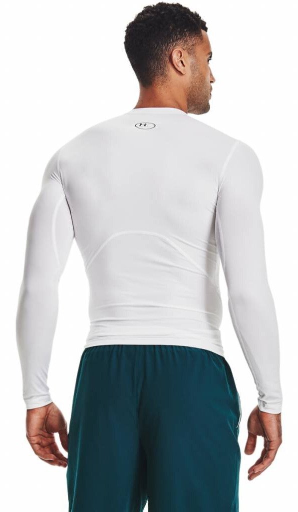 Under Armour HeatGear maglia a compressione a maniche lunghe da uomo, bianco/nero