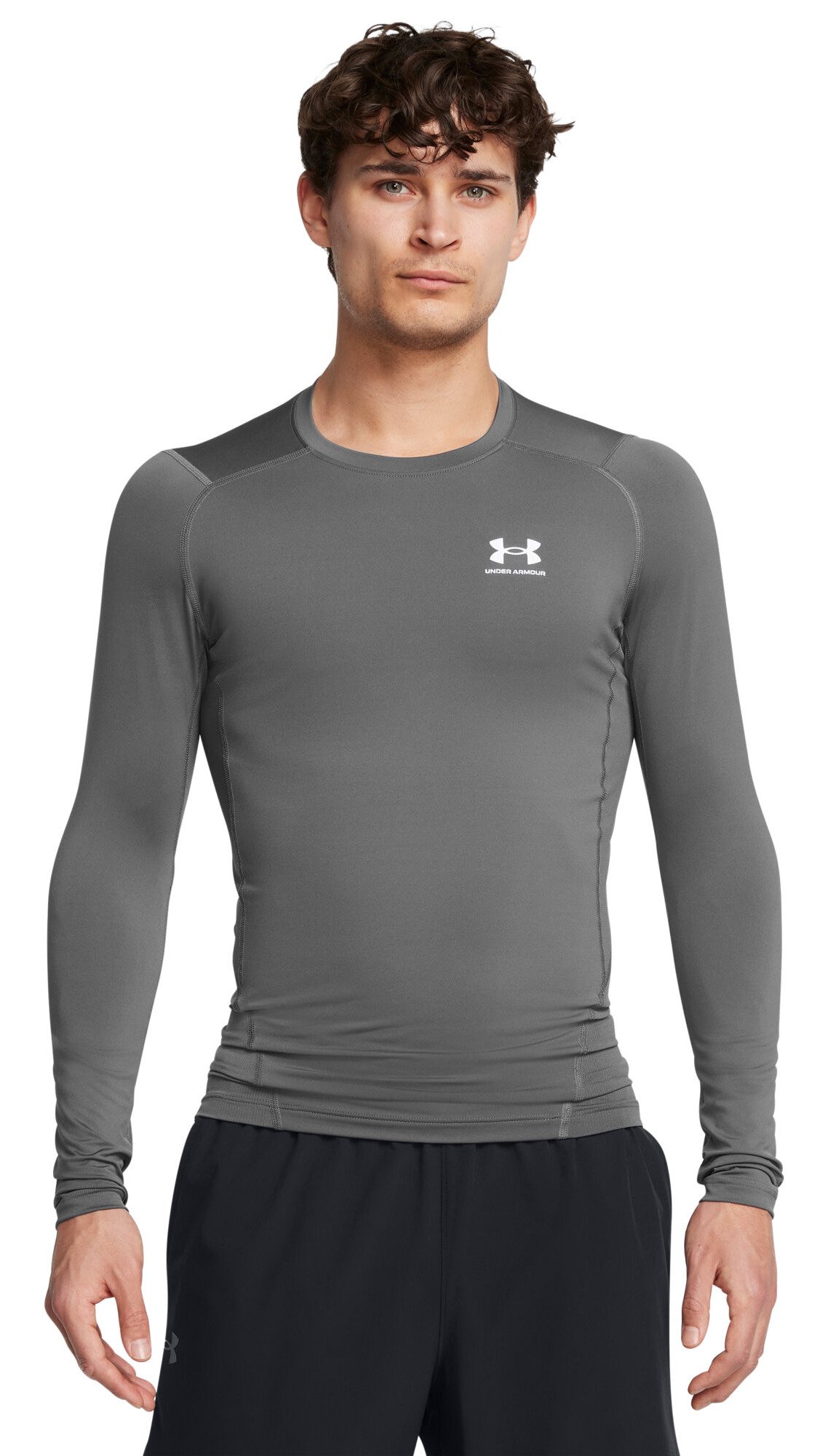Under Armour HeatGear maglia a compressione a maniche lunghe da uomo, castlerock/bianco