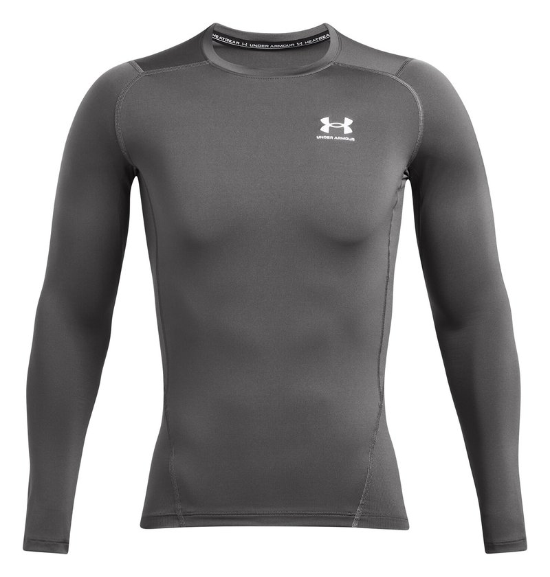 Under Armour HeatGear maglia a compressione a maniche lunghe da uomo, castlerock/bianco