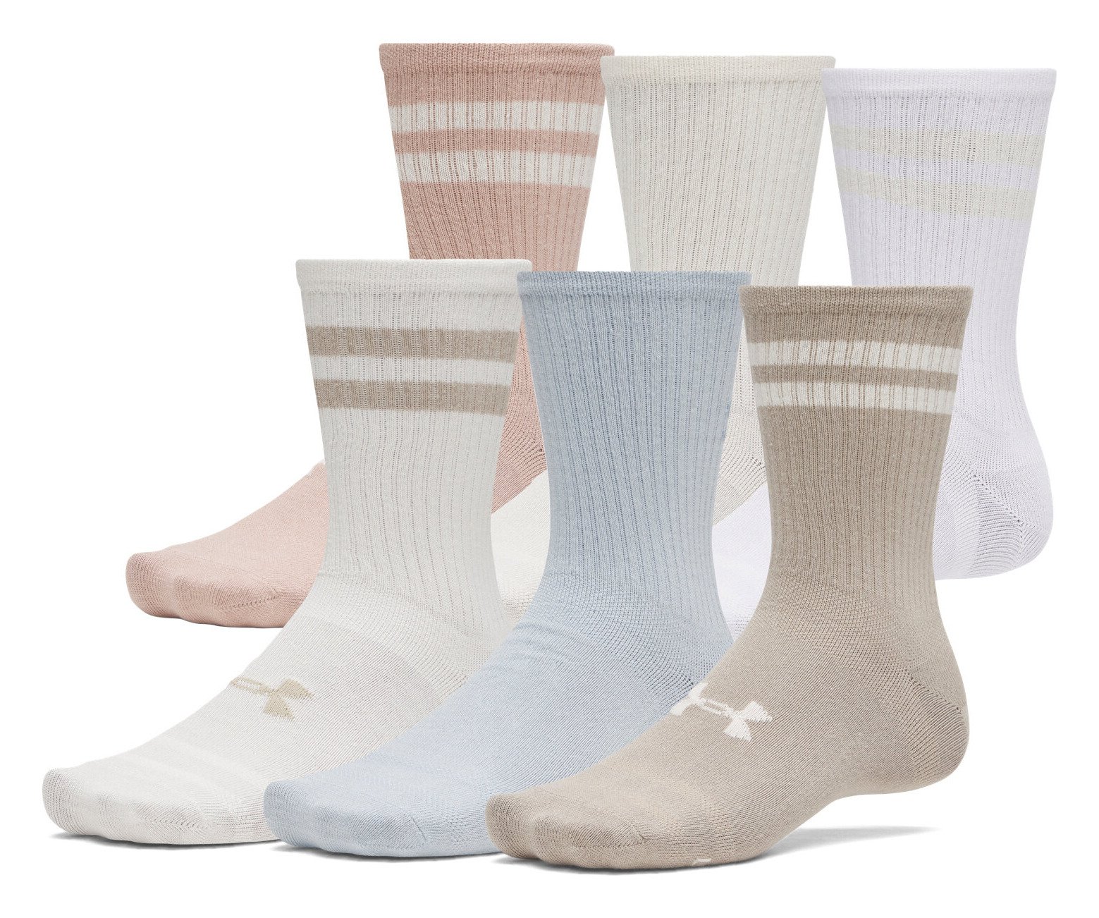 Under Armour Essential Crew unisex calzini (6 pack), timberwolf taupe/bianco/stone
