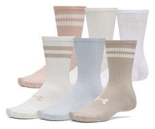 Under Armour Essential Crew unisex calzini (6 pack), timberwolf taupe/bianco/stone