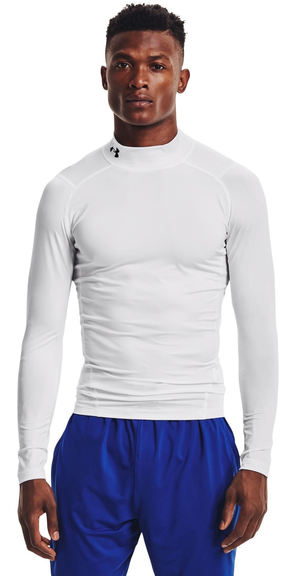 Under Armour HeatGear Comp Mock t-shirt a compressione a maniche lunghe da uomo, bianco/nero