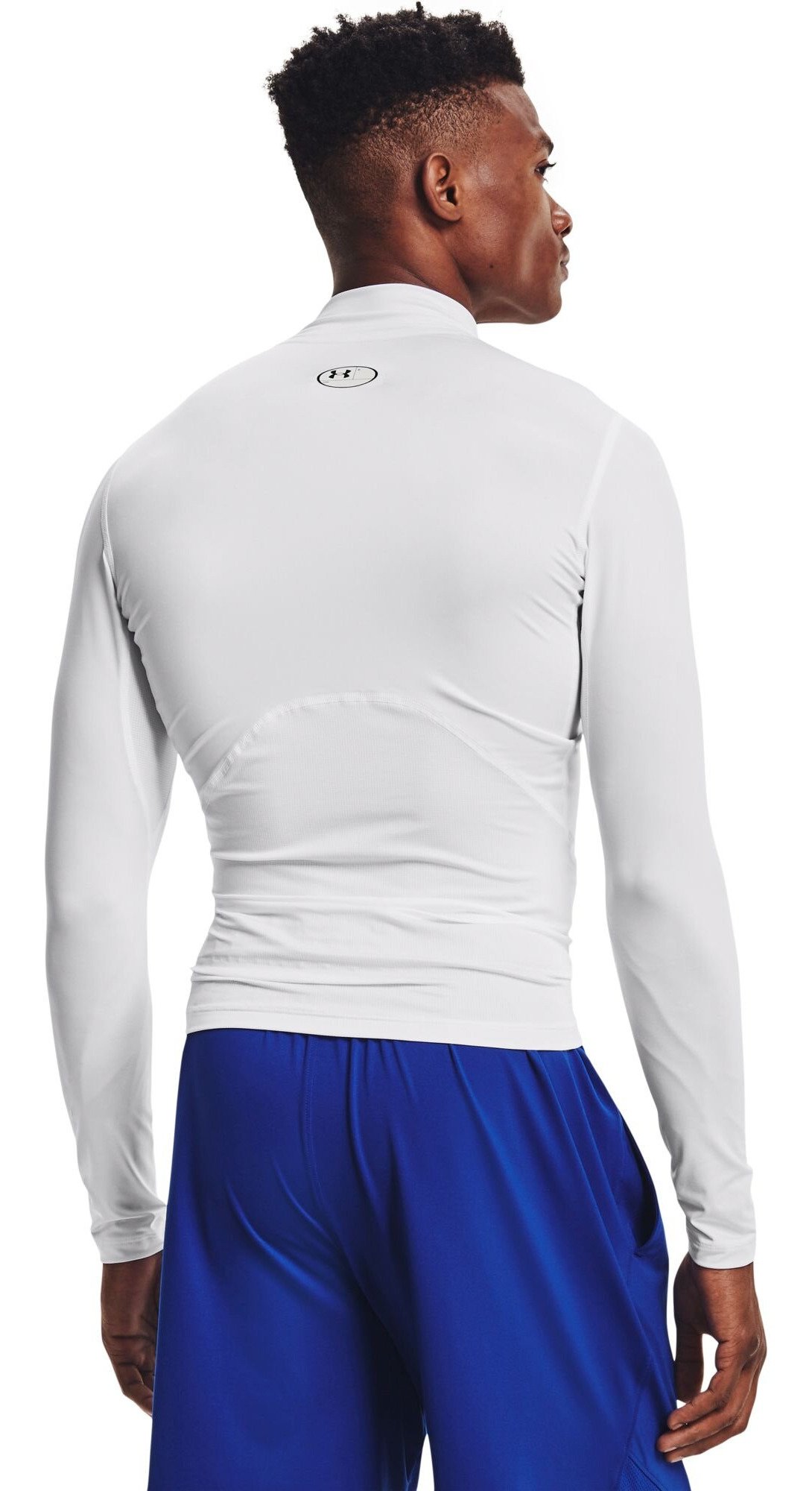Under Armour HeatGear Comp Mock t-shirt a compressione a maniche lunghe da uomo, bianco/nero