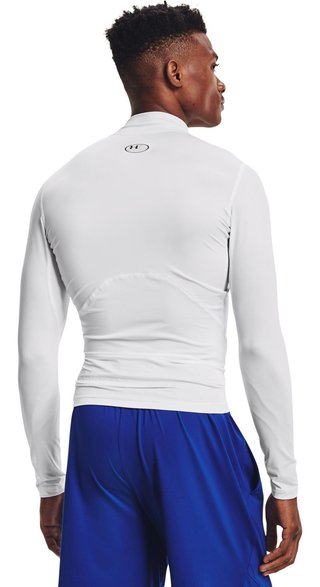 Under Armour HeatGear Comp Mock t-shirt a compressione a maniche lunghe da uomo, bianco/nero