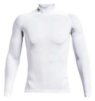 Under Armour HeatGear Comp Mock t-shirt a compressione a maniche lunghe da uomo, bianco/nero