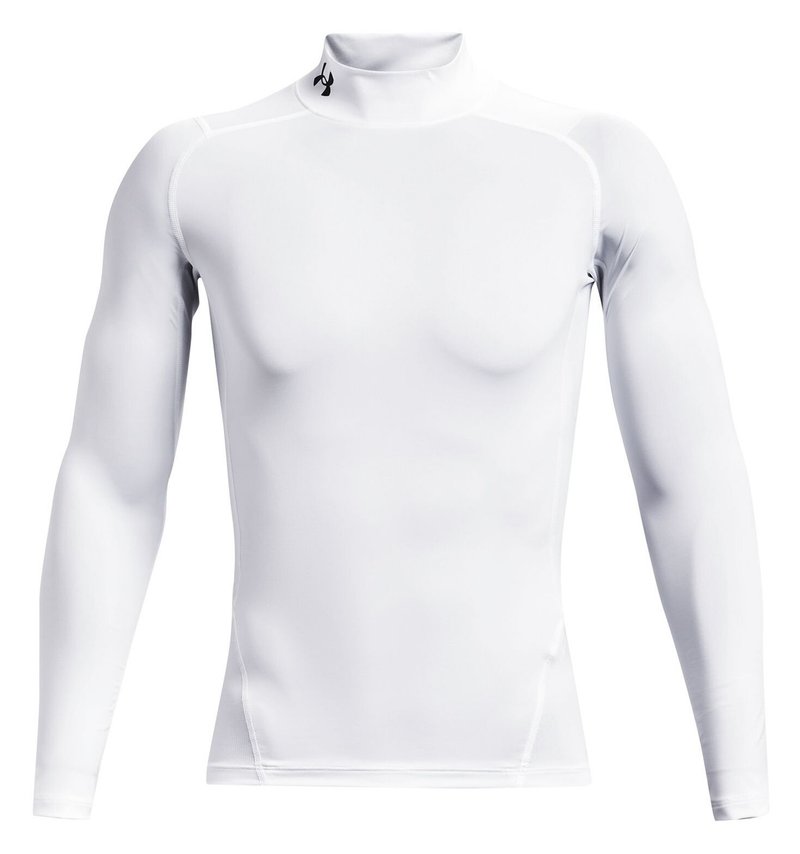 Under Armour HeatGear Comp Mock t-shirt a compressione a maniche lunghe da uomo, bianco/nero