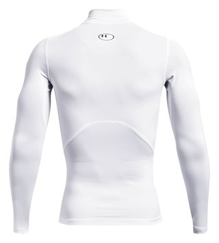 Under Armour HeatGear Comp Mock t-shirt a compressione a maniche lunghe da uomo, bianco/nero