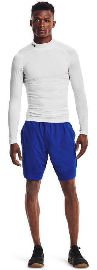 Under Armour HeatGear Comp Mock t-shirt a compressione a maniche lunghe da uomo, bianco/nero