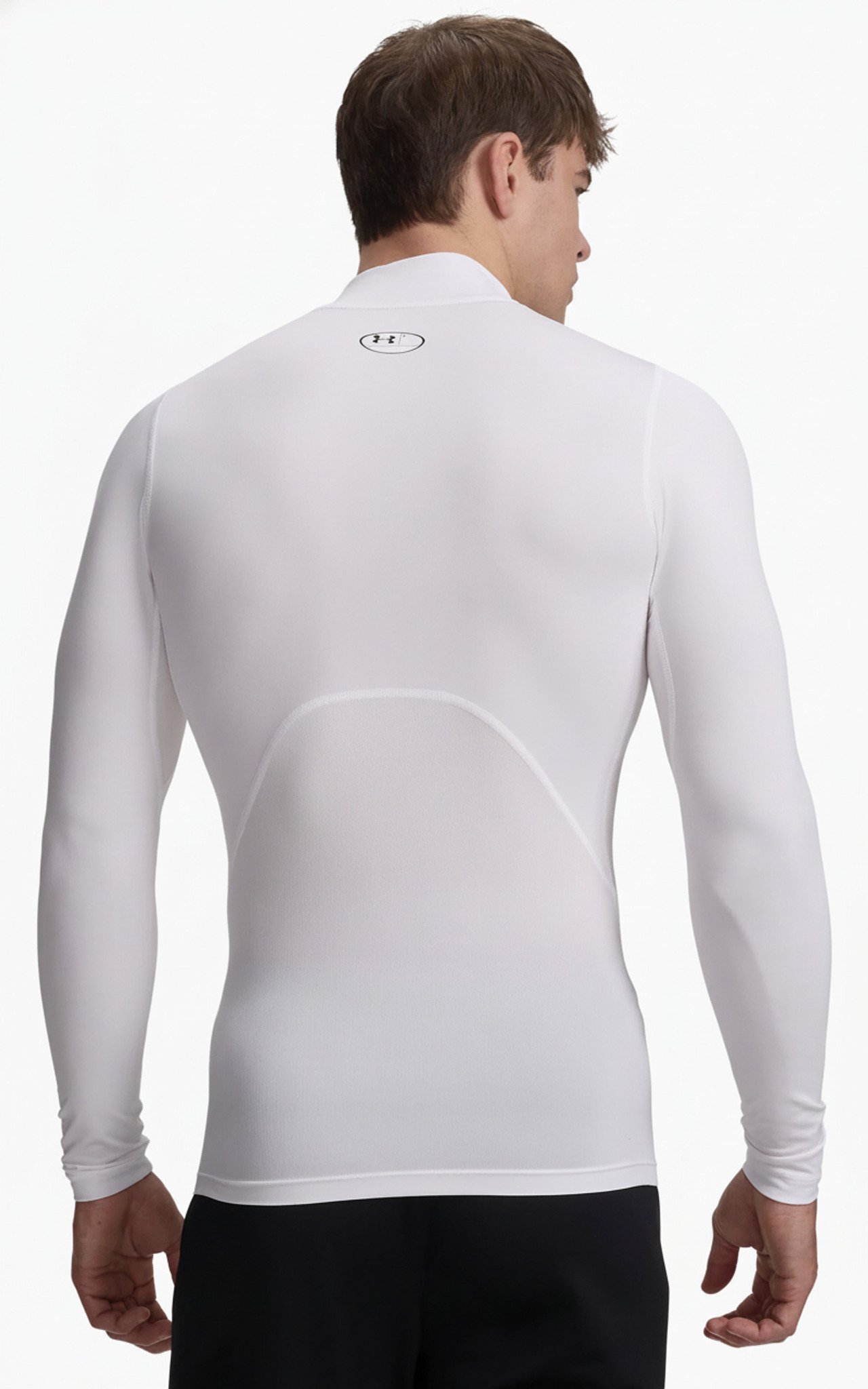 Under Armour HeatGear Comp Mock t-shirt a compressione a maniche lunghe da uomo, bianco/nero