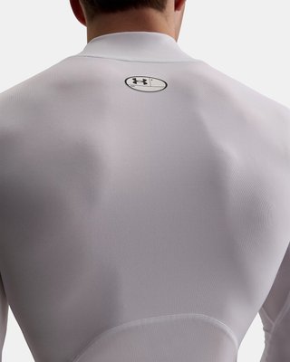 Under Armour HeatGear Comp Mock t-shirt a compressione a maniche lunghe da uomo, bianco/nero