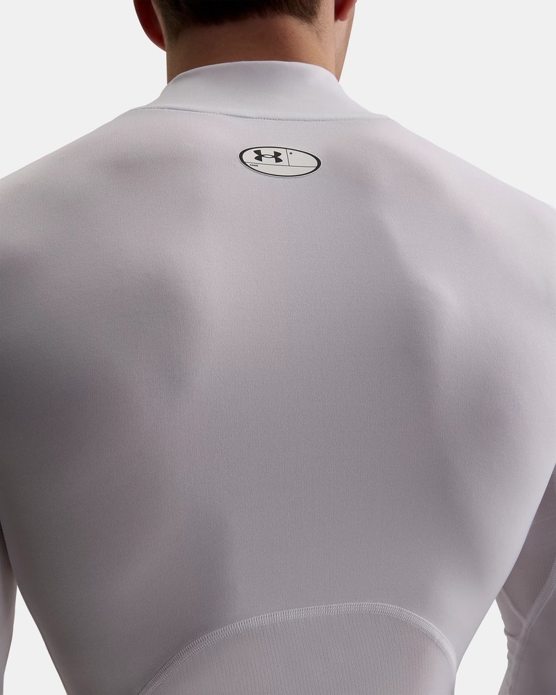 Under Armour HeatGear Comp Mock t-shirt a compressione a maniche lunghe da uomo, bianco/nero