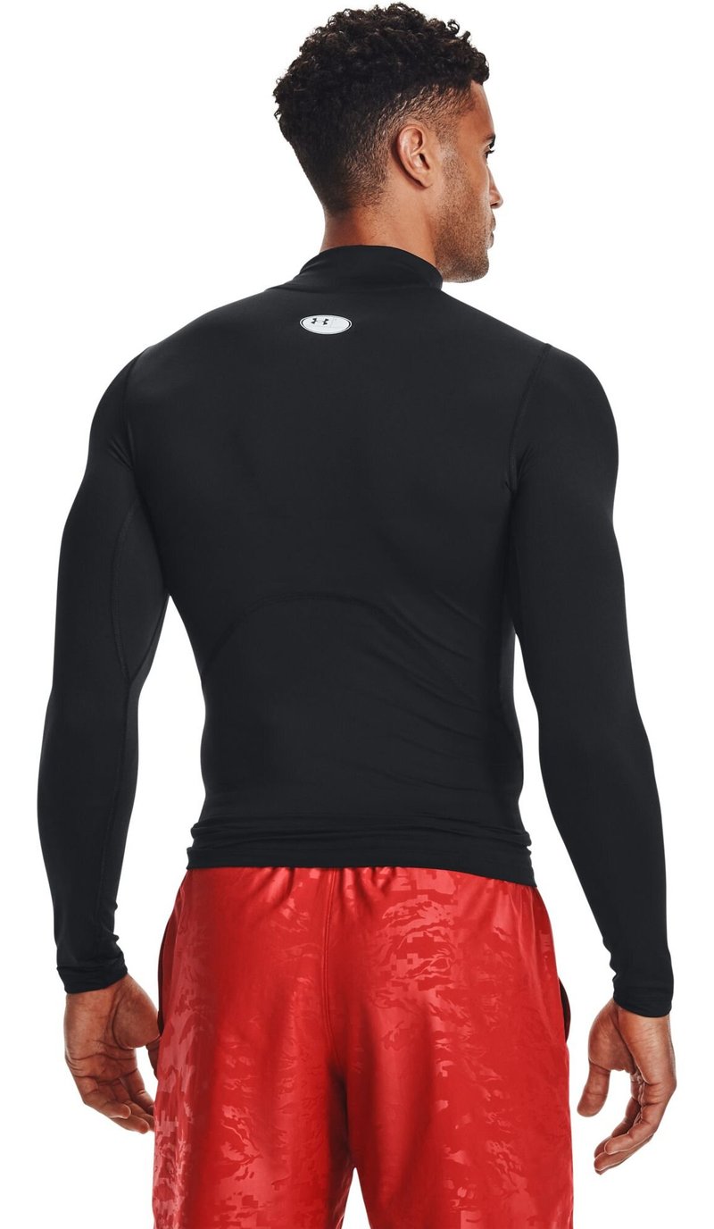 Under Armour HeatGear Comp Mock t-shirt a compressione a maniche lunghe da uomo, nero/bianco