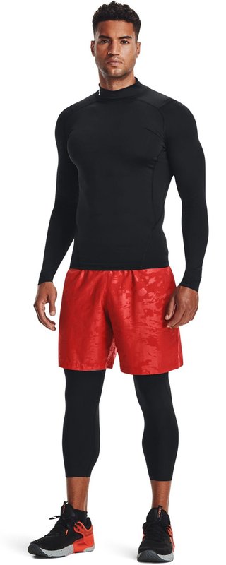 Under Armour HeatGear Comp Mock t-shirt a compressione a maniche lunghe da uomo, nero/bianco