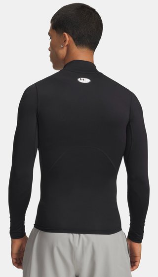 Under Armour HeatGear Comp Mock t-shirt a compressione a maniche lunghe da uomo, nero/bianco