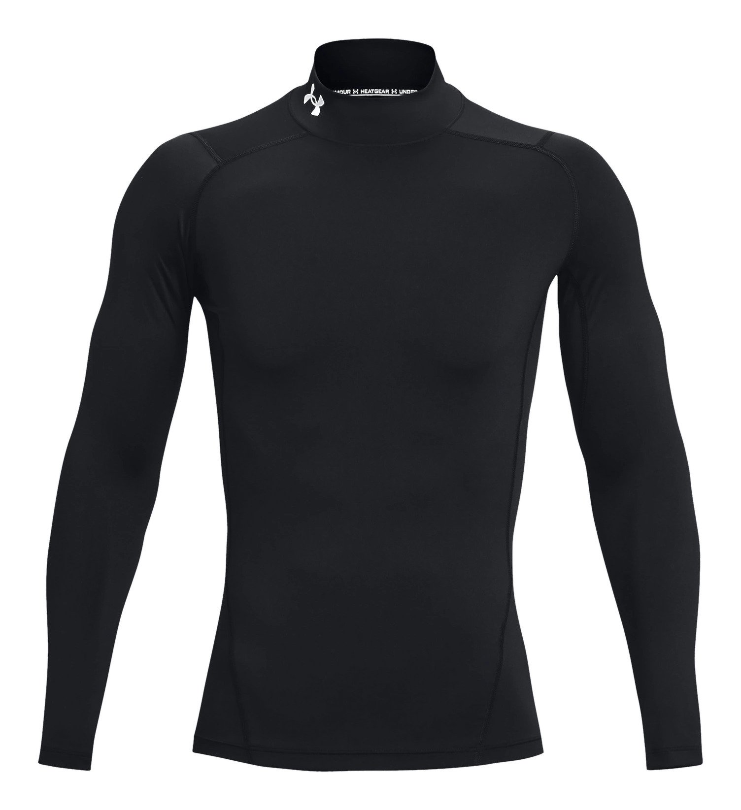 Under Armour HeatGear Comp Mock t-shirt a compressione a maniche lunghe da uomo, nero/bianco