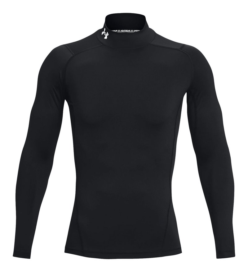 Under Armour HeatGear Comp Mock t-shirt a compressione a maniche lunghe da uomo, nero/bianco