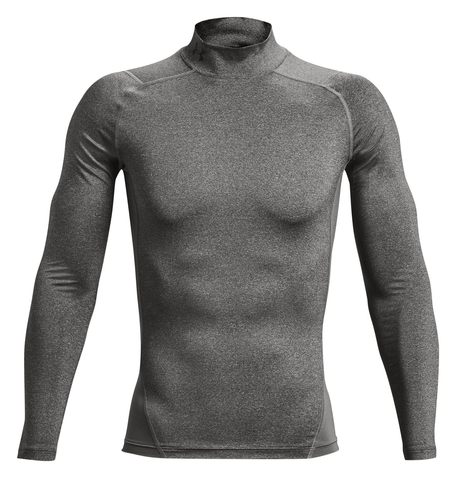 Under Armour HeatGear Comp Mock t-shirt a compressione a maniche lunghe da uomo, carbon heather/nero