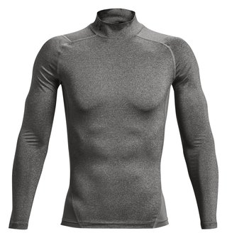 Under Armour HeatGear Comp Mock t-shirt a compressione a maniche lunghe da uomo, carbon heather/nero