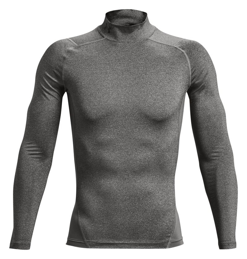 Under Armour HeatGear Comp Mock t-shirt a compressione a maniche lunghe da uomo, carbon heather/nero