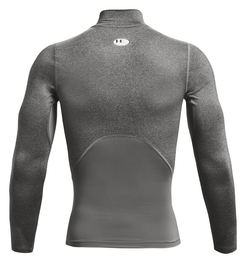 Under Armour HeatGear Comp Mock t-shirt a compressione a maniche lunghe da uomo, carbon heather/nero