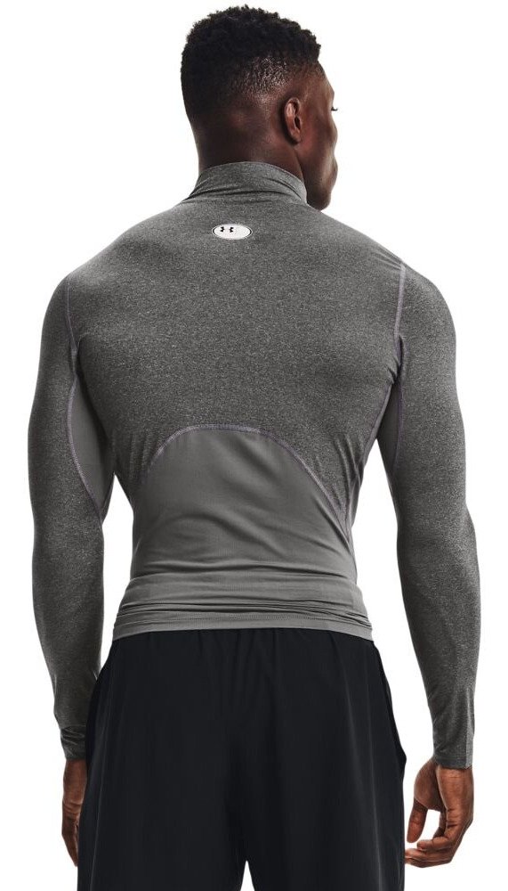 Under Armour HeatGear Comp Mock t-shirt a compressione a maniche lunghe da uomo, carbon heather/nero