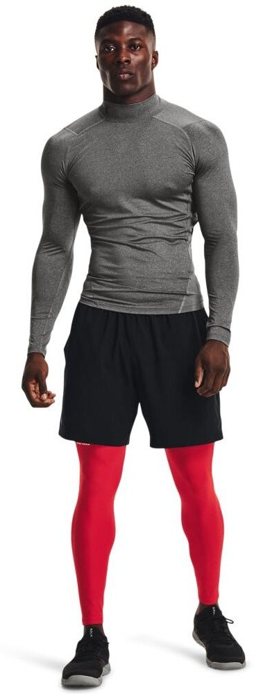 Under Armour HeatGear Comp Mock t-shirt a compressione a maniche lunghe da uomo, carbon heather/nero