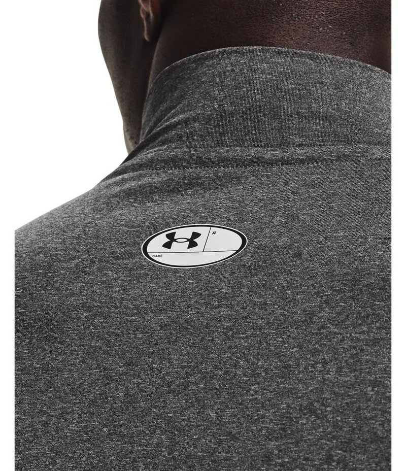Under Armour HeatGear Comp Mock t-shirt a compressione a maniche lunghe da uomo, carbon heather/nero