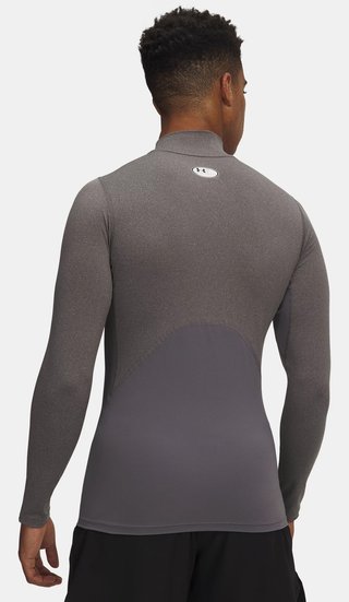 Under Armour HeatGear Comp Mock t-shirt a compressione a maniche lunghe da uomo, carbon heather/nero