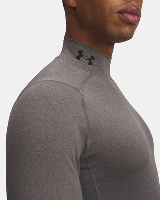 Under Armour HeatGear Comp Mock t-shirt a compressione a maniche lunghe da uomo, carbon heather/nero