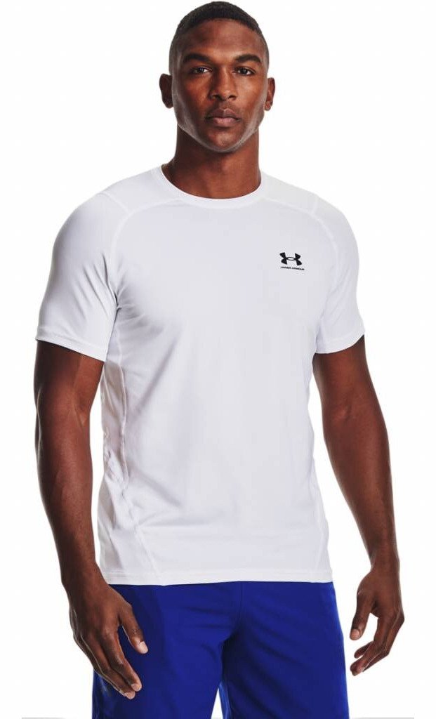 Under Armour HG Fitted SS t-shirt da uomo, bianco/nero