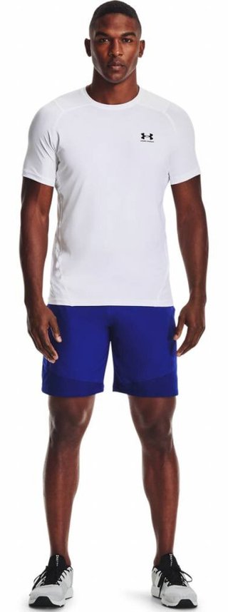 Under Armour HG Fitted SS t-shirt da uomo, bianco/nero