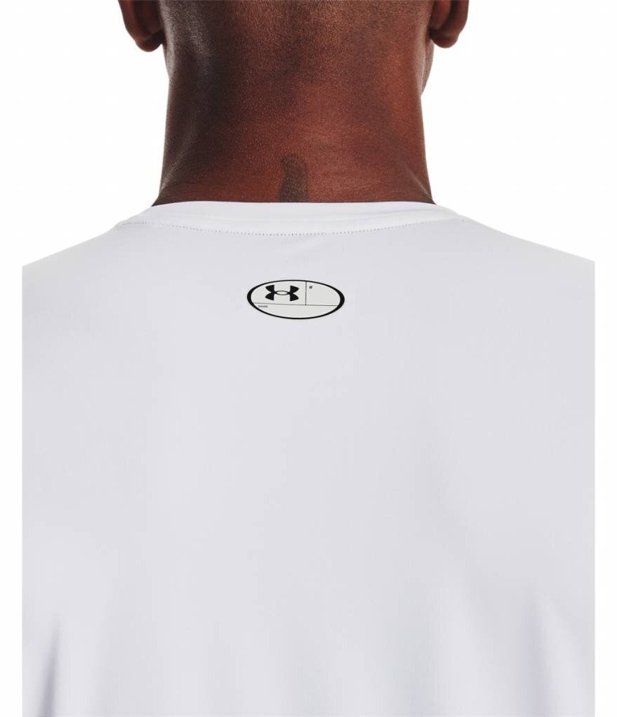 Under Armour HG Fitted SS t-shirt da uomo, bianco/nero