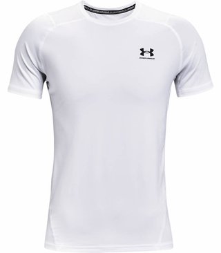 Under Armour HG Fitted SS t-shirt da uomo, bianco/nero