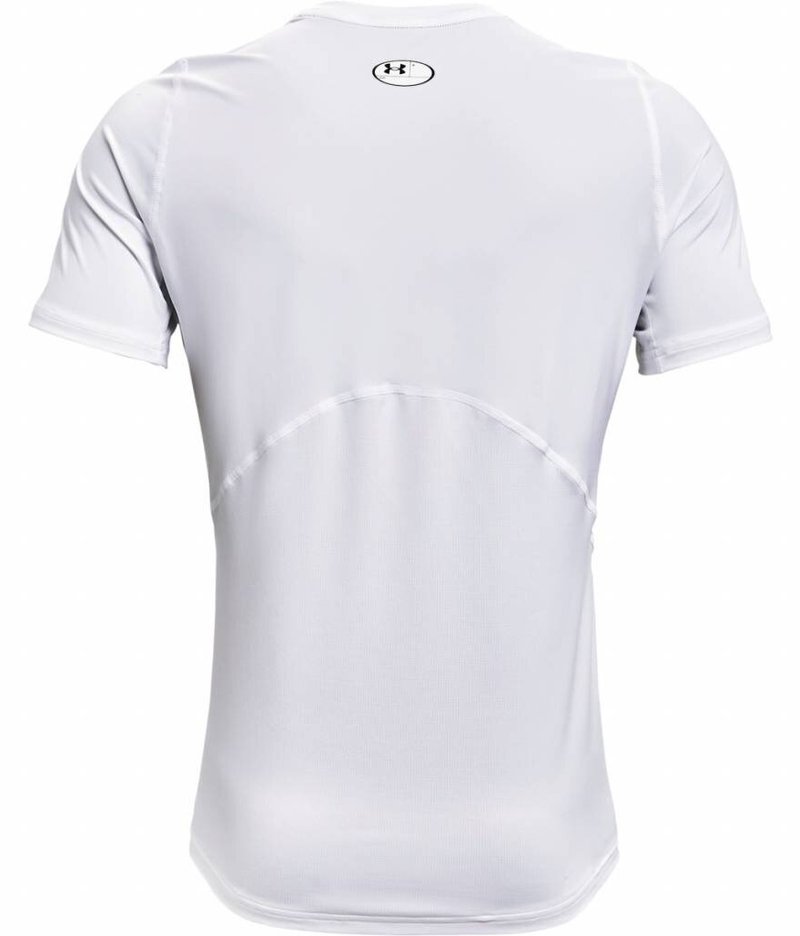 Under Armour HG Fitted SS t-shirt da uomo, bianco/nero