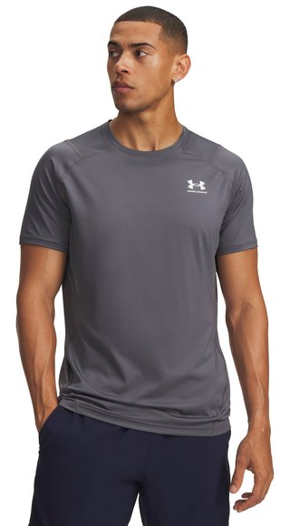 Under Armour HeatGear Fitted S t-shirt da uomo, castlerock/bianco