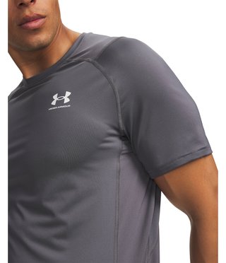 Under Armour HeatGear Fitted S t-shirt da uomo, castlerock/bianco