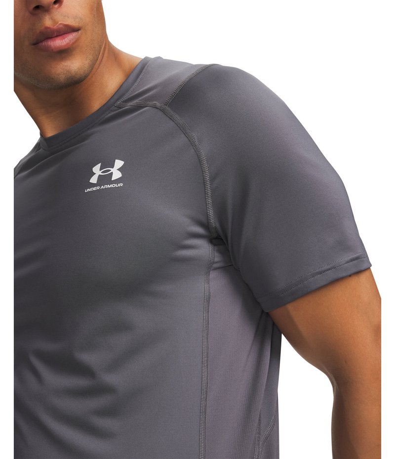 Under Armour HeatGear Fitted S t-shirt da uomo, castlerock/bianco