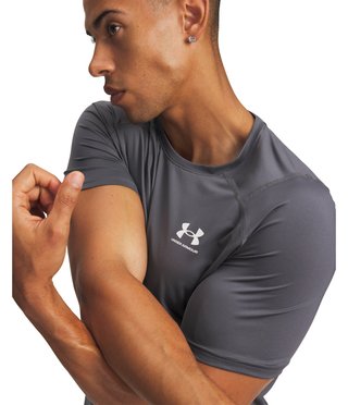 Under Armour HeatGear Fitted S t-shirt da uomo, castlerock/bianco