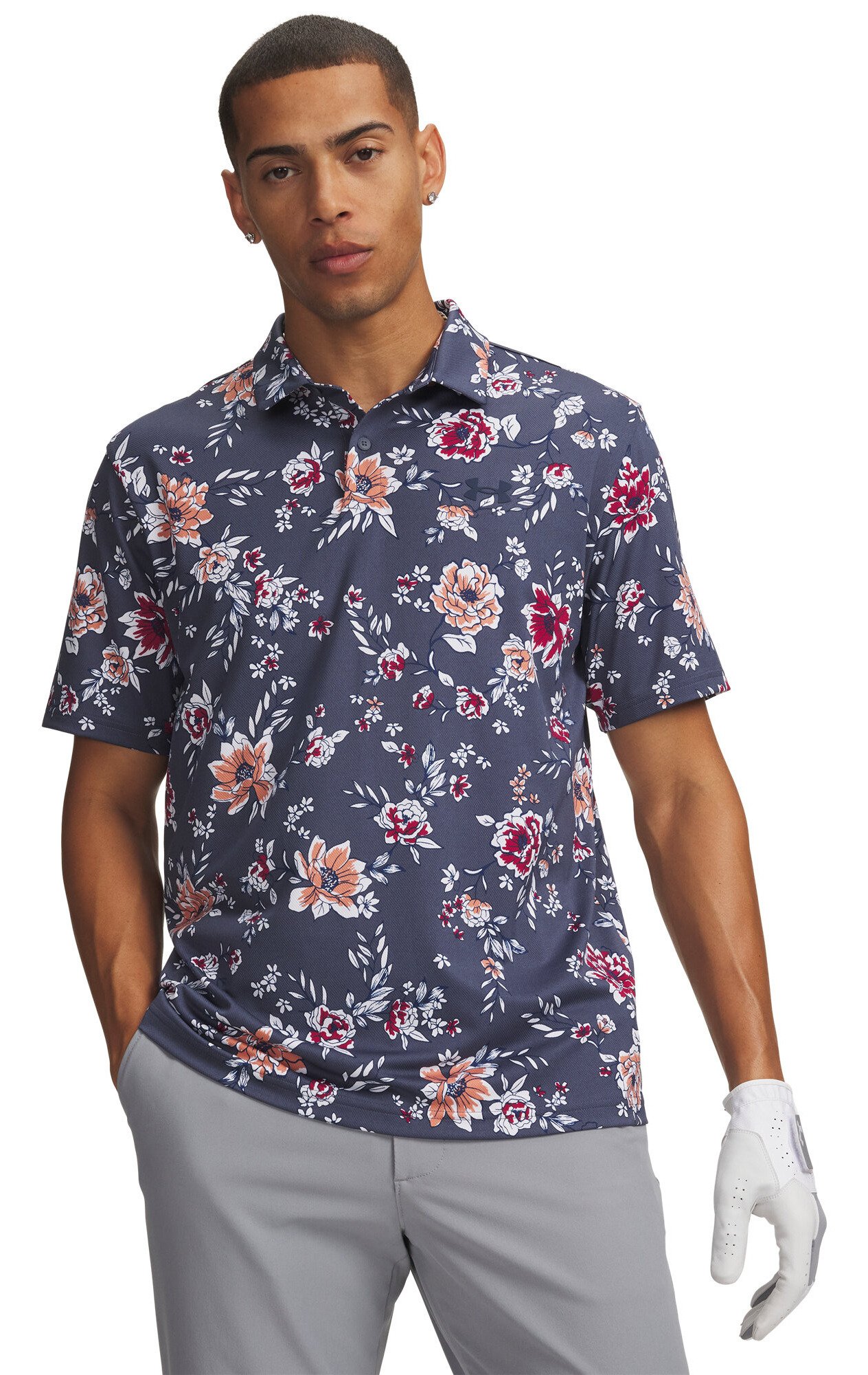 Under Armour Matchplay Printed polo da uomo, downpour gray