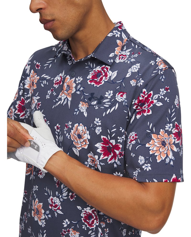 Under Armour Matchplay Printed polo da uomo, downpour gray