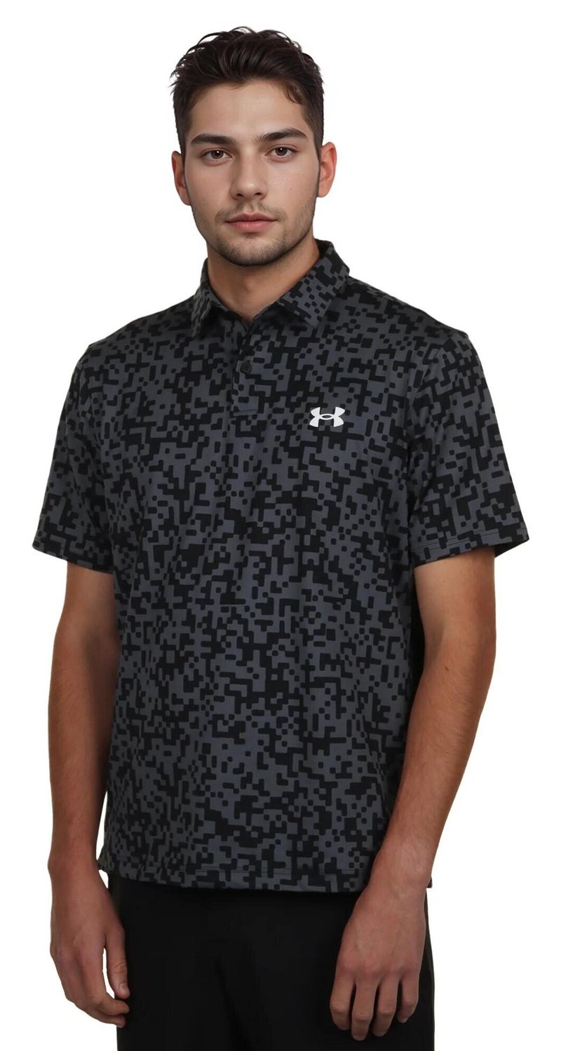 Under Armour T2G Printed polo da uomo, nero/castlerock