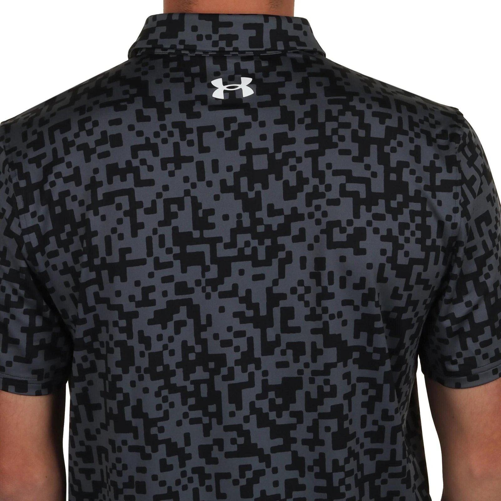 Under Armour T2G Printed polo da uomo, nero/castlerock