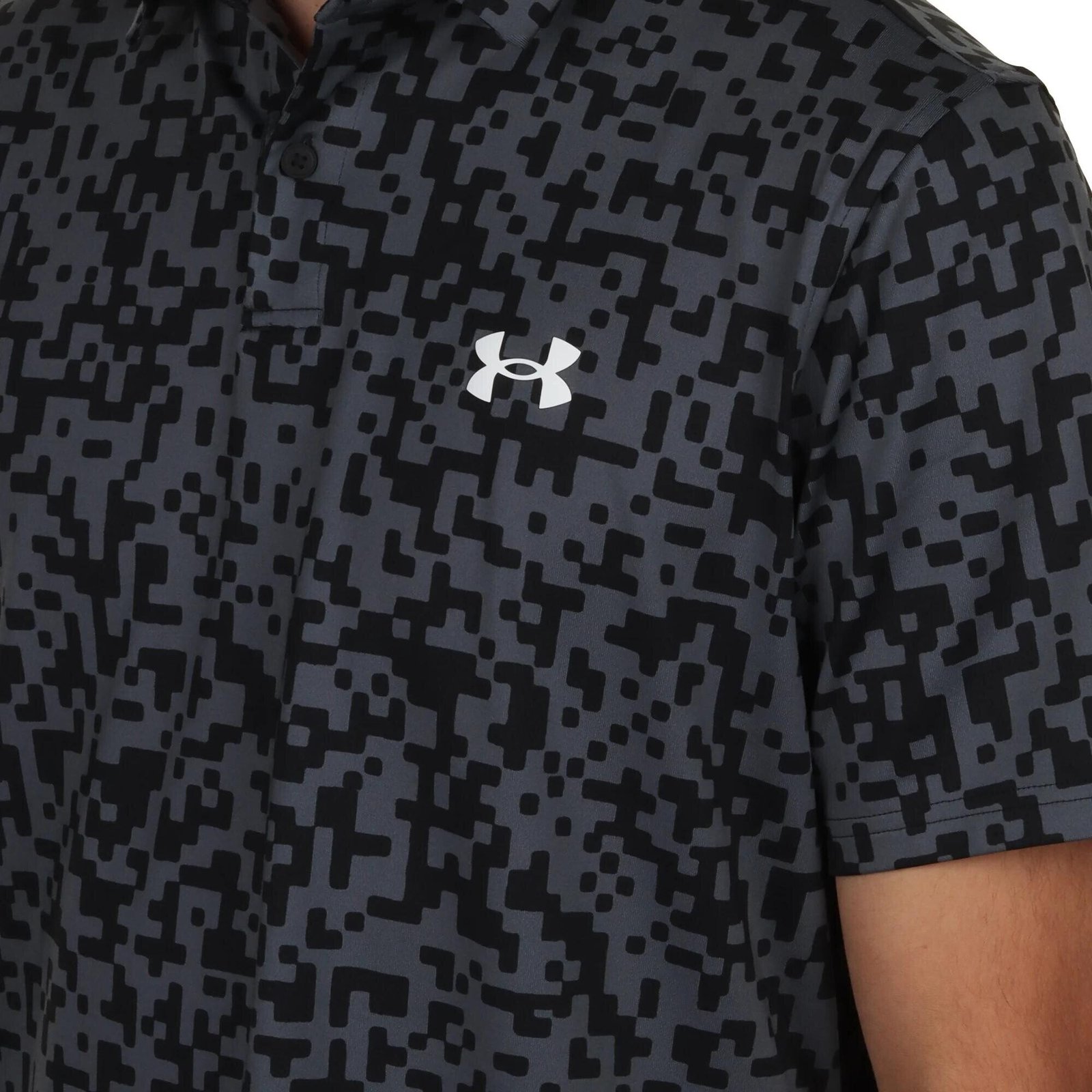 Under Armour T2G Printed polo da uomo, nero/castlerock