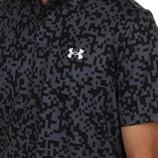 Under Armour T2G Printed polo da uomo, nero/castlerock
