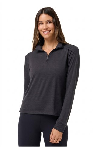 Travis Mathew Skyloft Light Zip longsleeve polo da donna, heather black